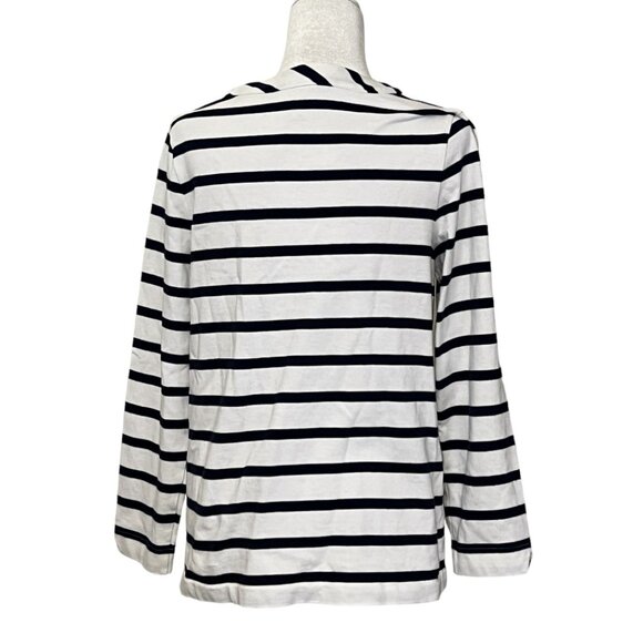 kate spade Women's Sweater White Navy Stripes Long Sleeve Size XL V-Neck Pockets - Picture 2 of 9